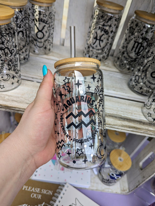 Horoscope themed Glass Bamboo Can