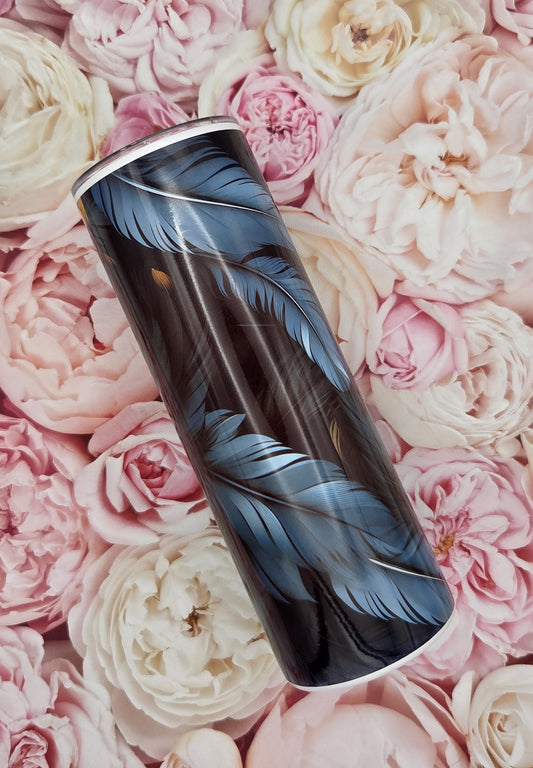 Midnight Feathers Steel Tumbler