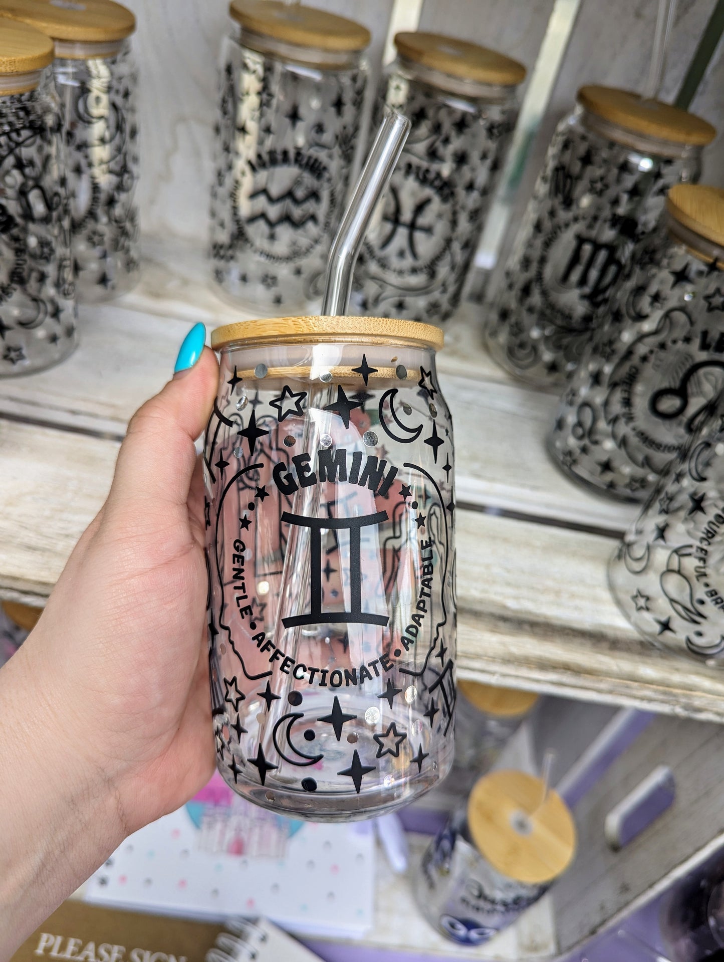 Horoscope themed Glass Bamboo Can