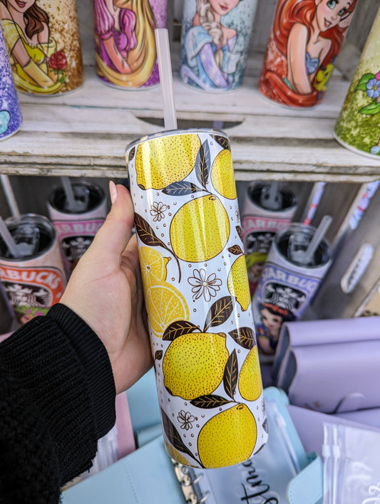 Lemon themed Steel Tumbler