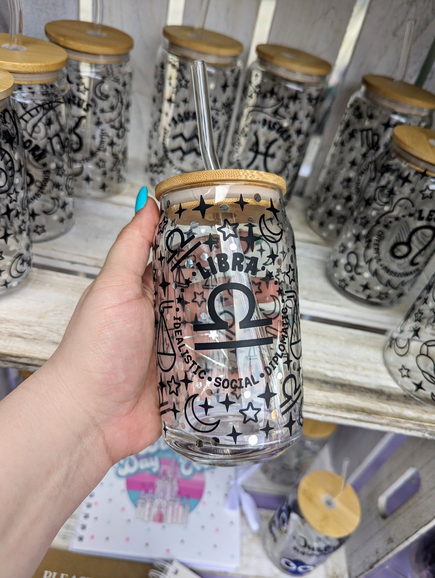 Horoscope themed Glass Bamboo Can