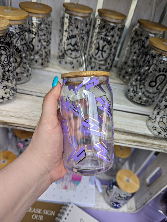 Lightning themed bamboo glass can