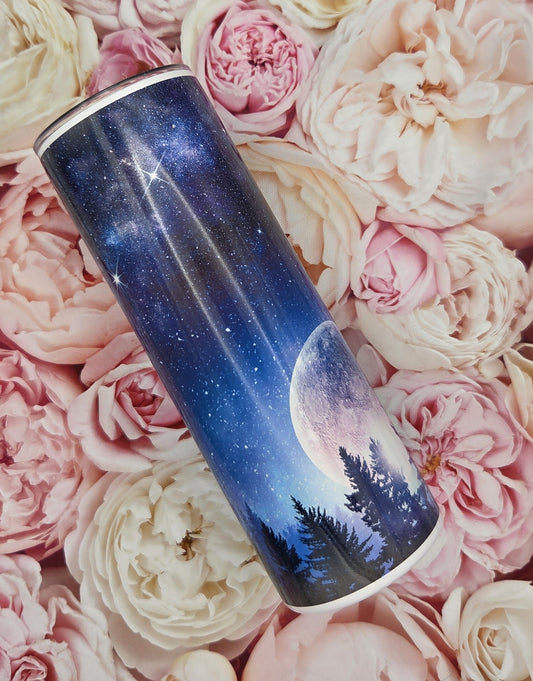 Moonlit Night Sky Steel Tumbler