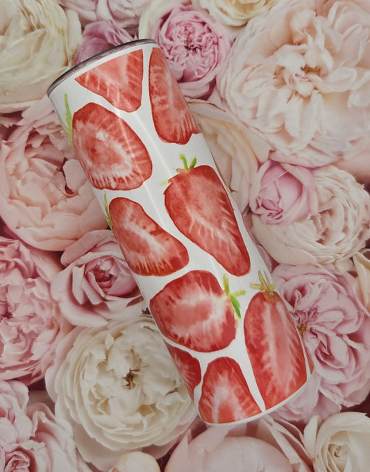 Strawberry Print Steel Tumbler