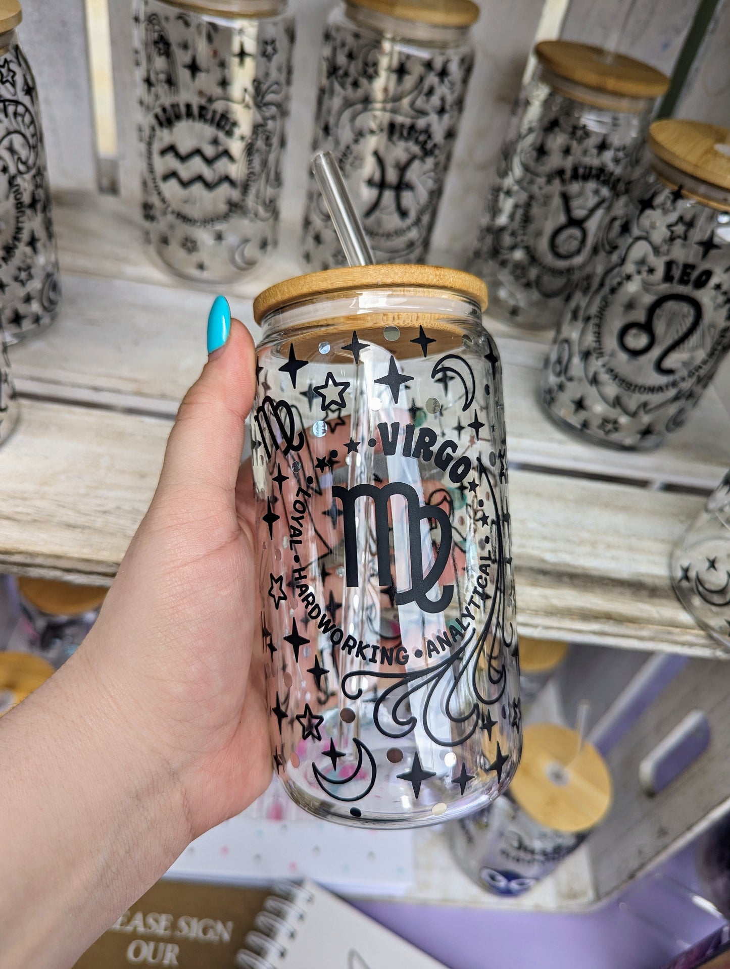 Horoscope themed Glass Bamboo Can