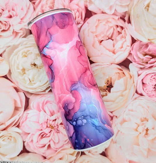Pink Alcohol Ink Steel Tumbler